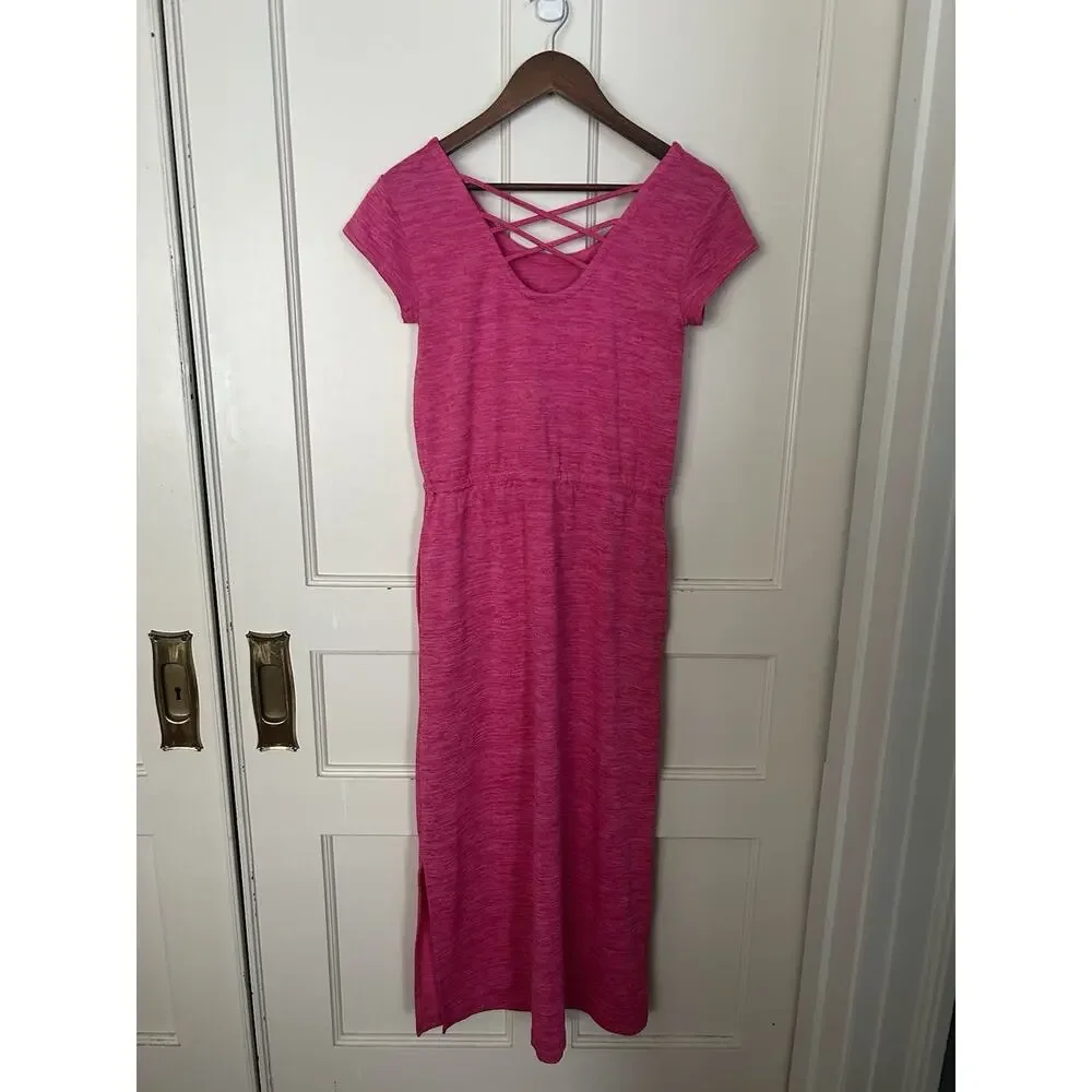 Talbots Soft Drape Jersey Drawstring Maxi Dress Womens Size XS Pink Classic